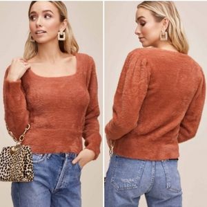 ASTR The Label NWT Fuzzy Cropped Sweater Terracotta size Large  burnt orange